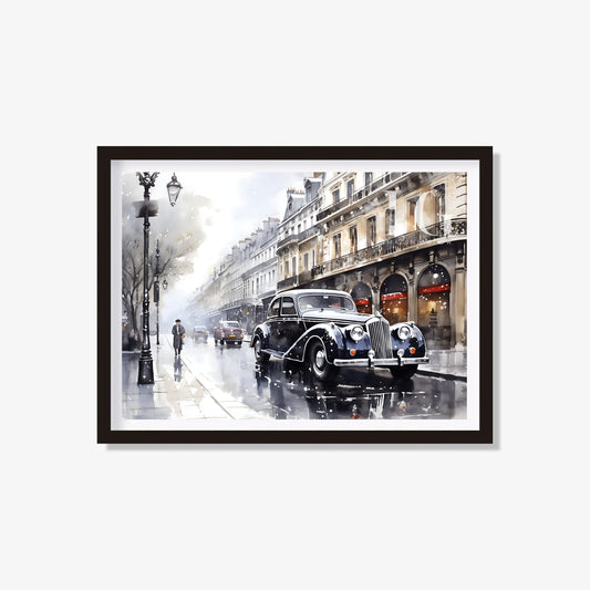 Printable vintage car poster featuring a classic automobile design