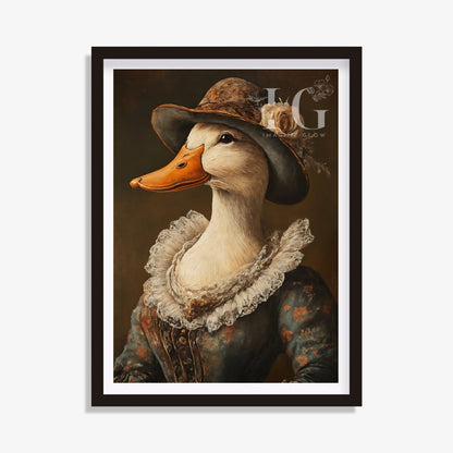 Renaissance-style art printable featuring a classic duck portrait