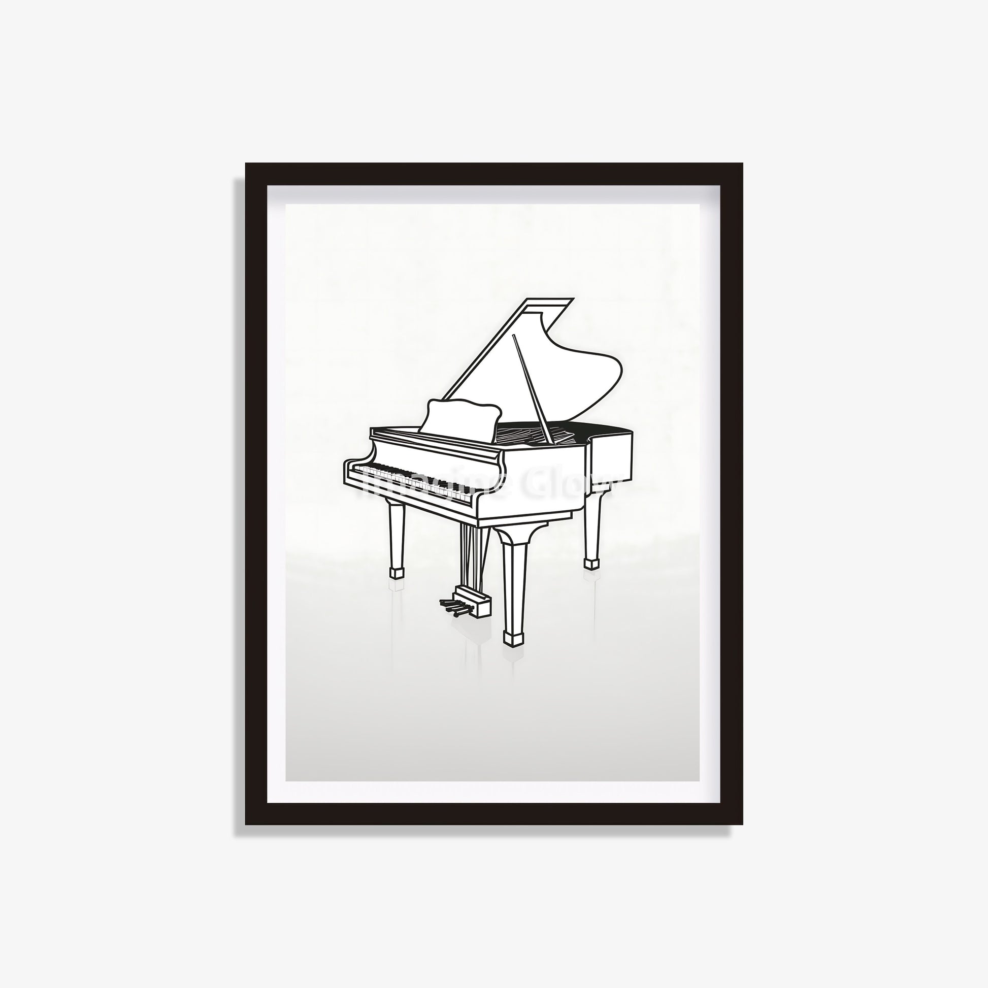 Printable music studio decor showcasing a beautiful piano illustration