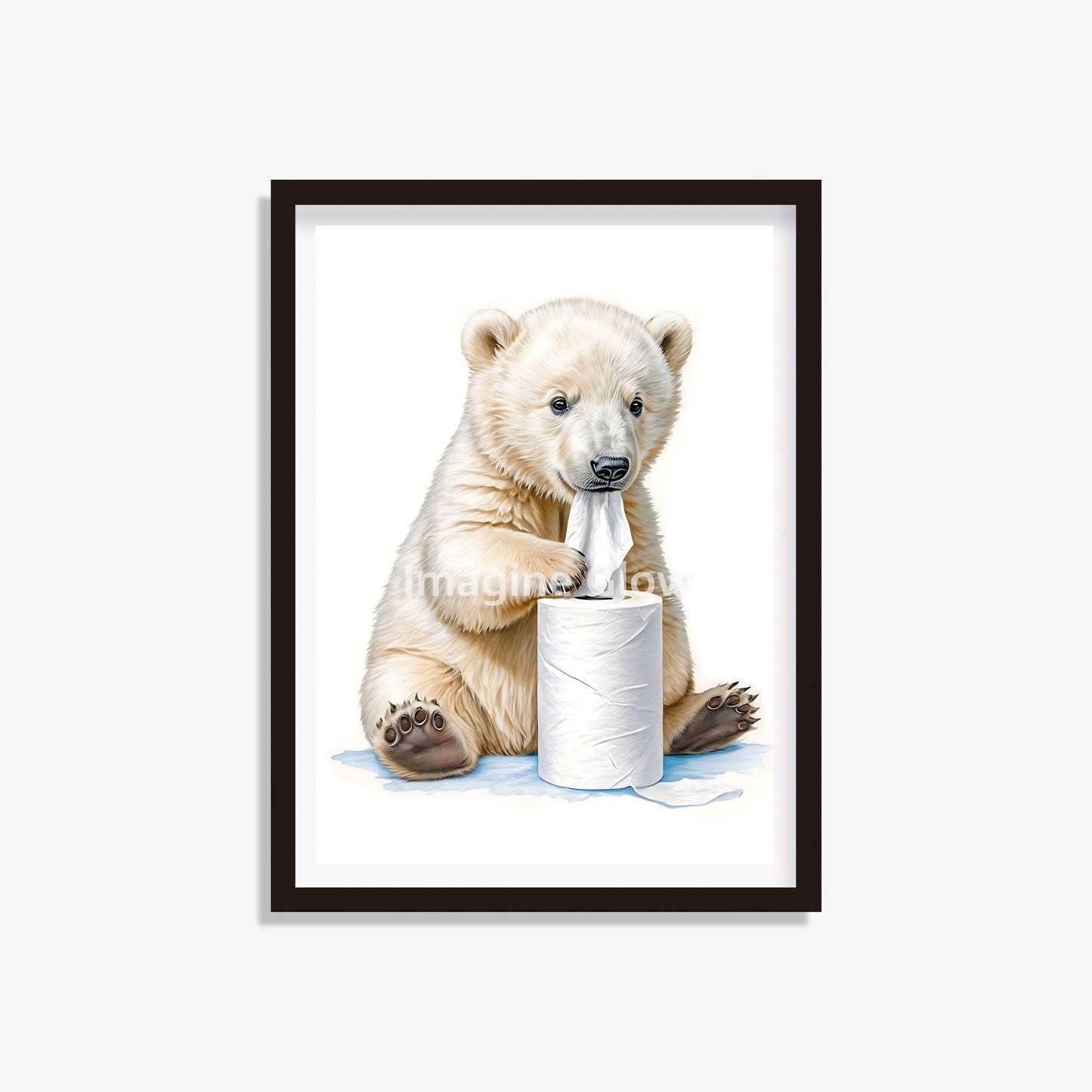 Polar bear in the toilet printable with a whimsical, funny design