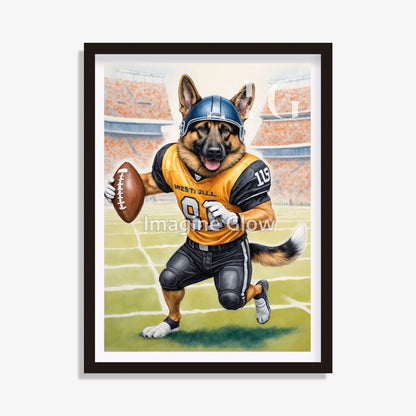 Football Art - German Shepherd Dog Sport Decor