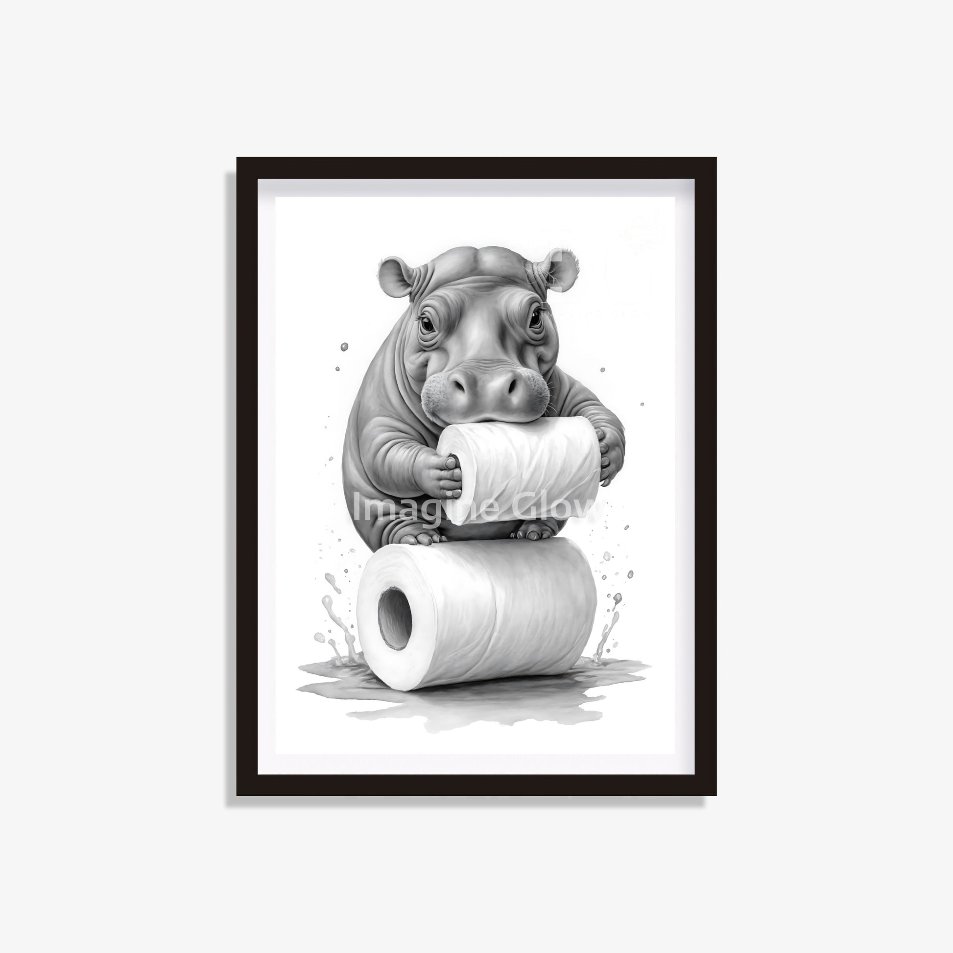 Hippo in toilet printable with a funny and colorful illustration