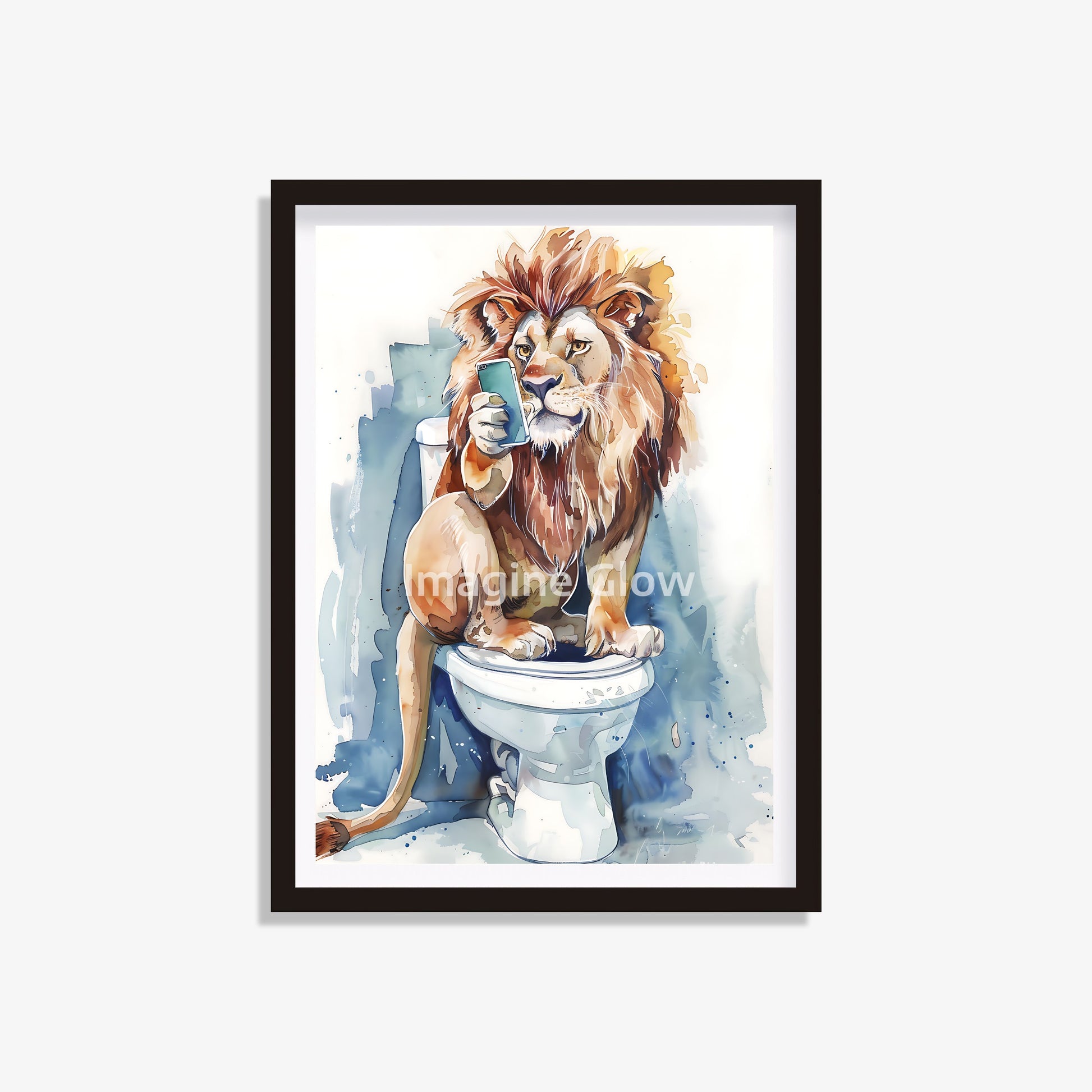 Lion in toilet printable with a funny and colorful illustration