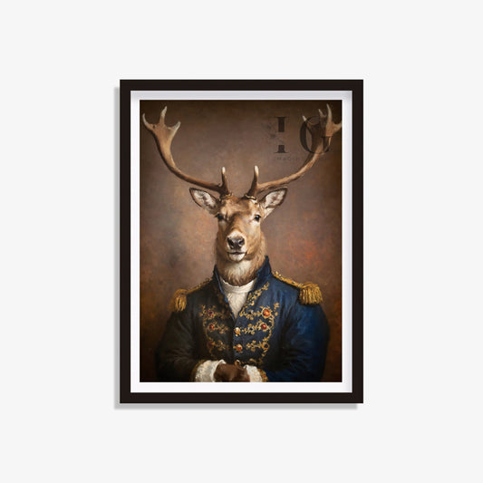 Renaissance reindeer portrait in Victorian art style