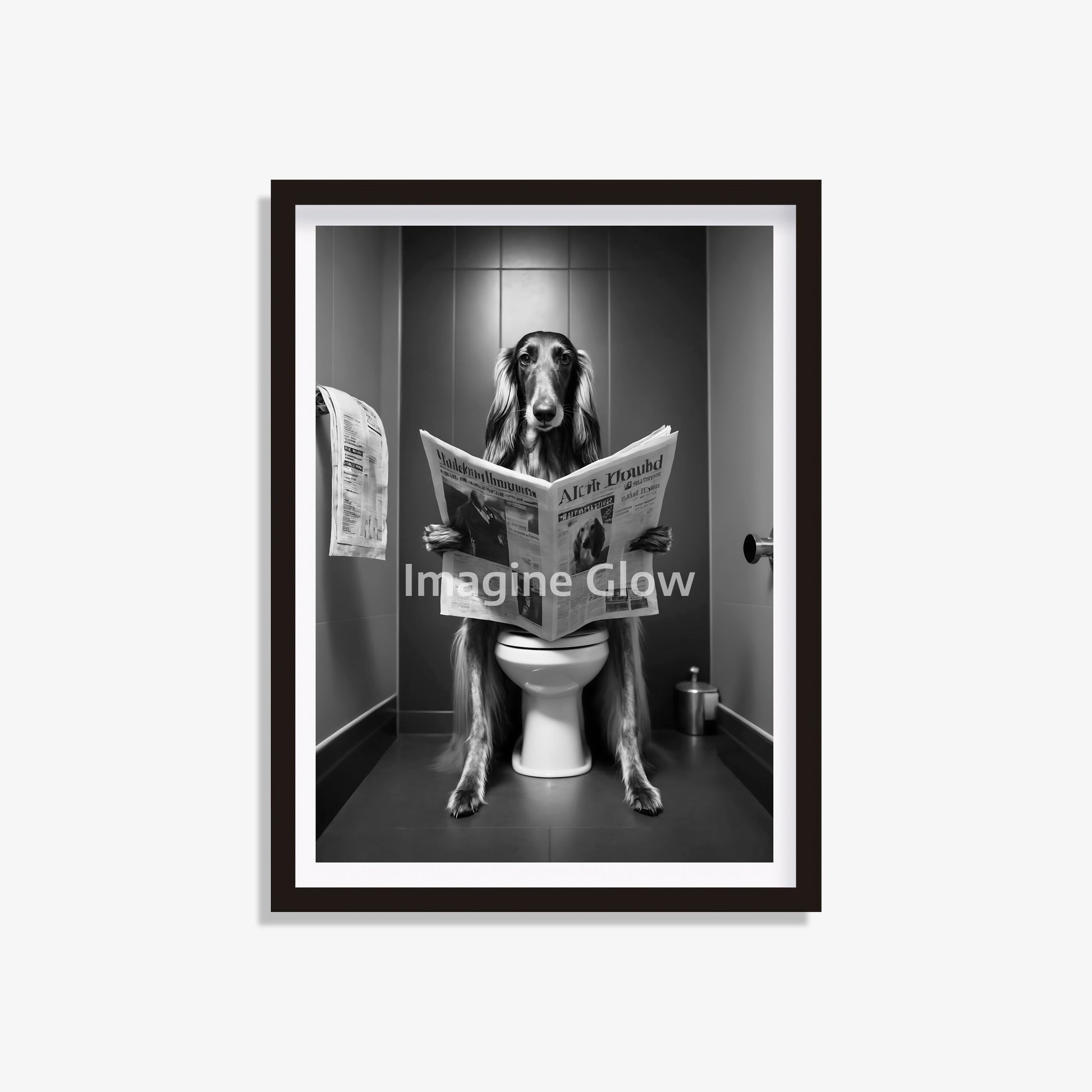 Saluki dog in toilet printable for humorous bathroom decor