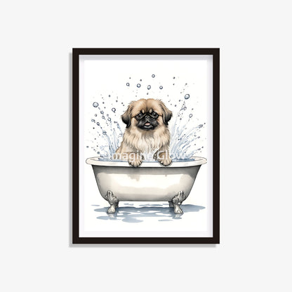 Pekingese dog in bathtub printable featuring a cute design