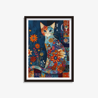 Whimsical wall art featuring playful cats in Japanese style