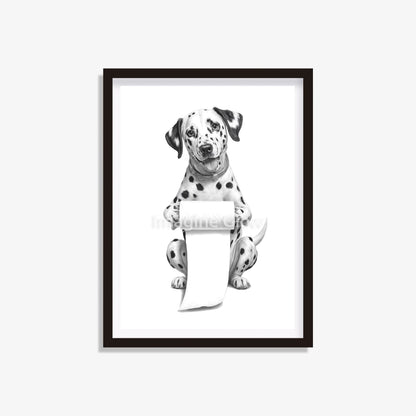 Dalmatian dog in toilet printable featuring a funny illustration