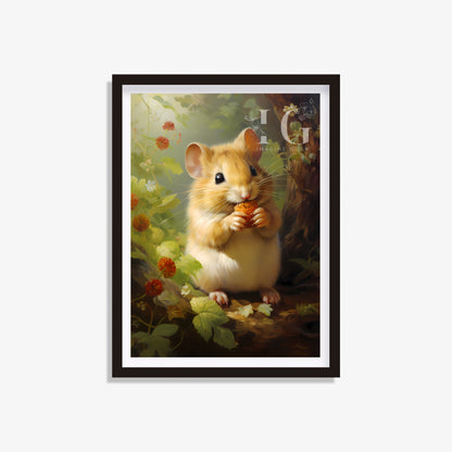 Adorable hamster print, ideal for animal-themed wall art.