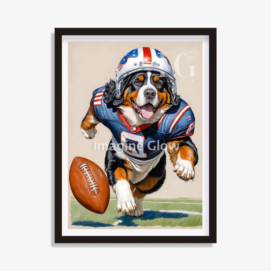 Football Art - Bernese Mountain Dog Sport Decor