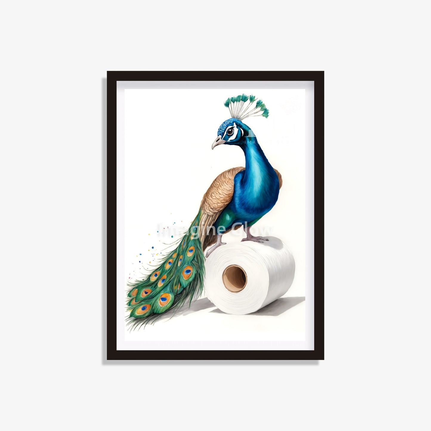 Peacock in toilet printable with a colorful and funny illustration
