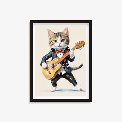 Humorous illustration of a funny animal with a guitar
