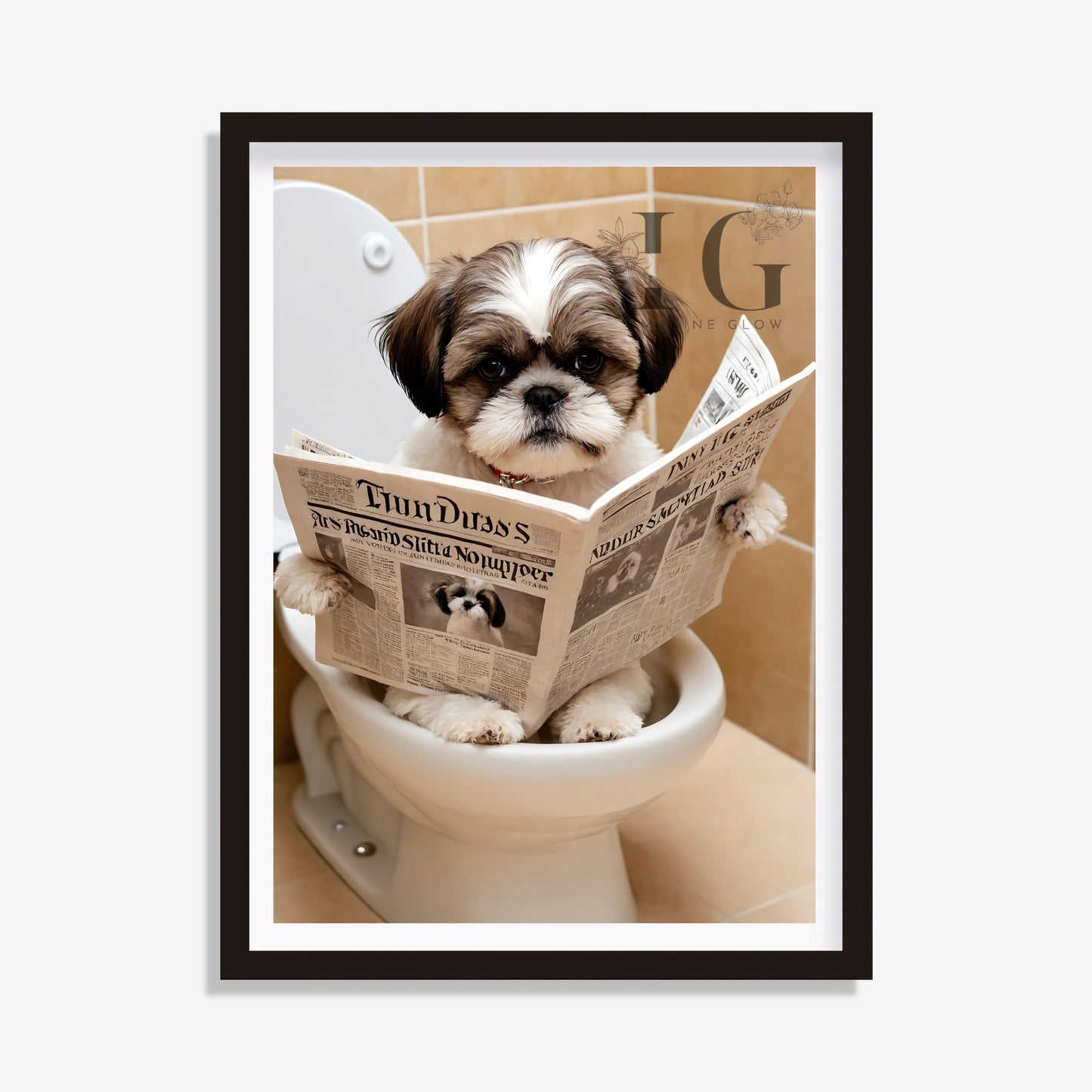 Shih Tzu Dog in Toilet - Bathroom Wall Art