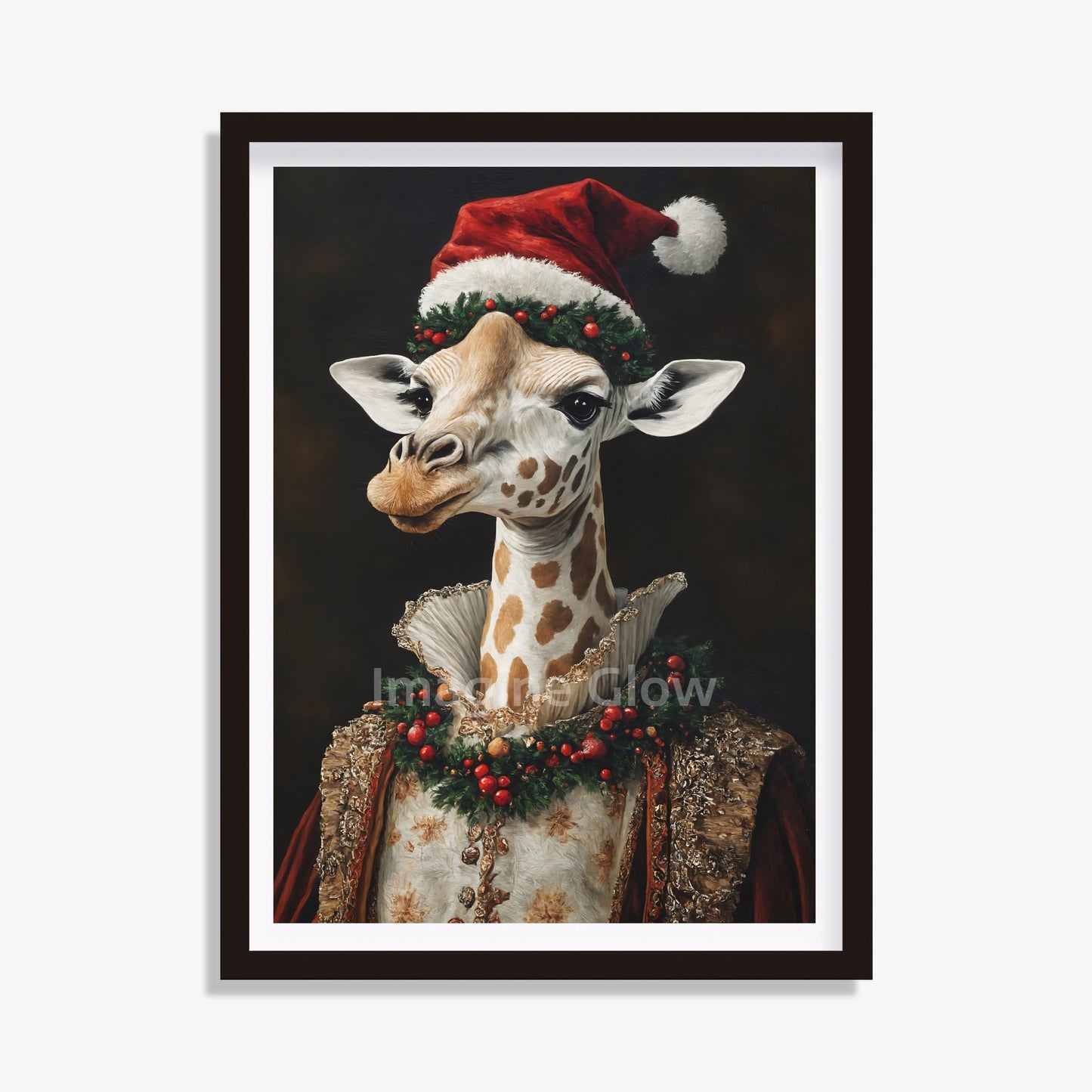 Giraffe Christmas Art - Renaissance Giraffe Portrait