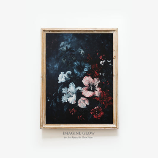 Classic dark floral artwork for elegant home decoration