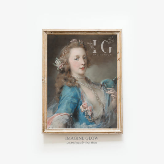 Enhance your decor with this printable vintage portrait wall art featuring a beautiful lady and a parrot. A timeless piece perfect for adding elegance and charm to any room.
