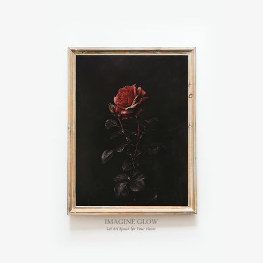 Printable moody dark rose print for vintage wall decor