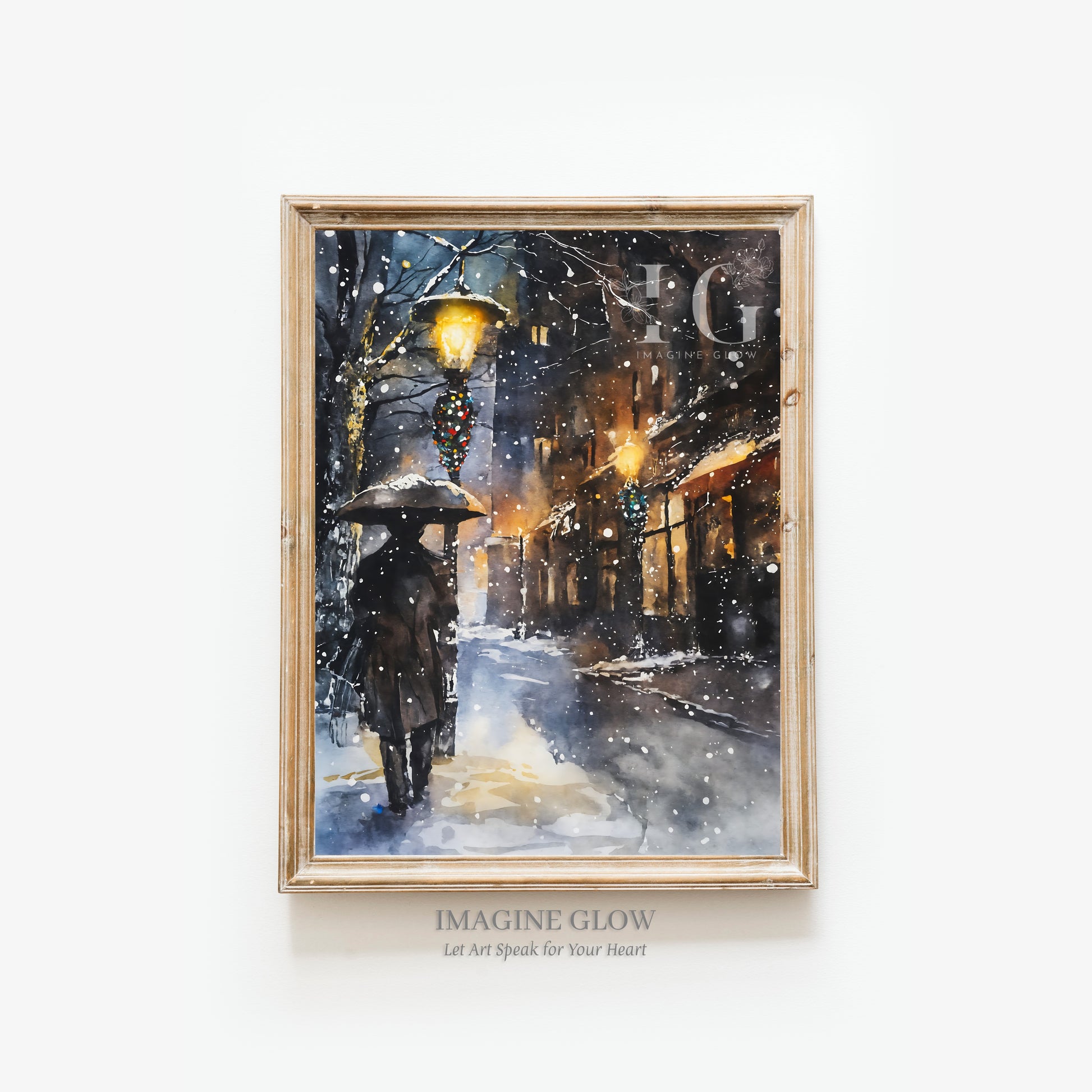 Dark Academia-inspired Christmas night print, perfect for moody holiday wall decor.