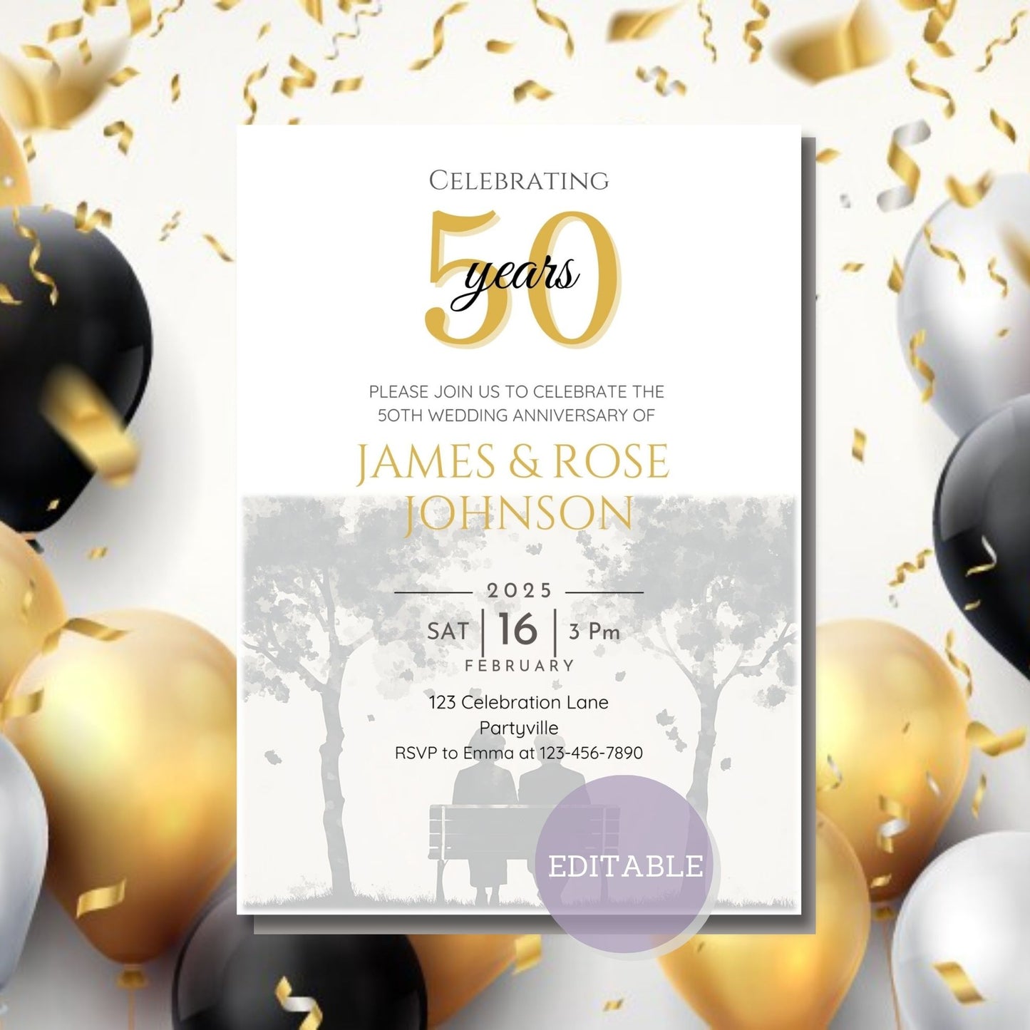 Customizable Anniversary Party Invitation - Digital Download for milestone events
