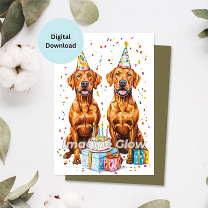 Rhodesian Ridgeback dogs birthday card digital download