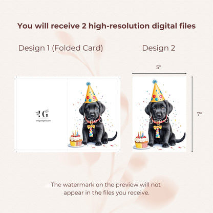 Adorable pet greeting card featuring a playful Labrador puppy for birthdays