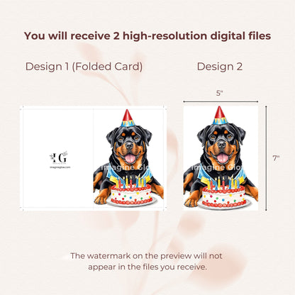 Adorable pet greeting card showcasing a Rottweiler for birthday celebrations