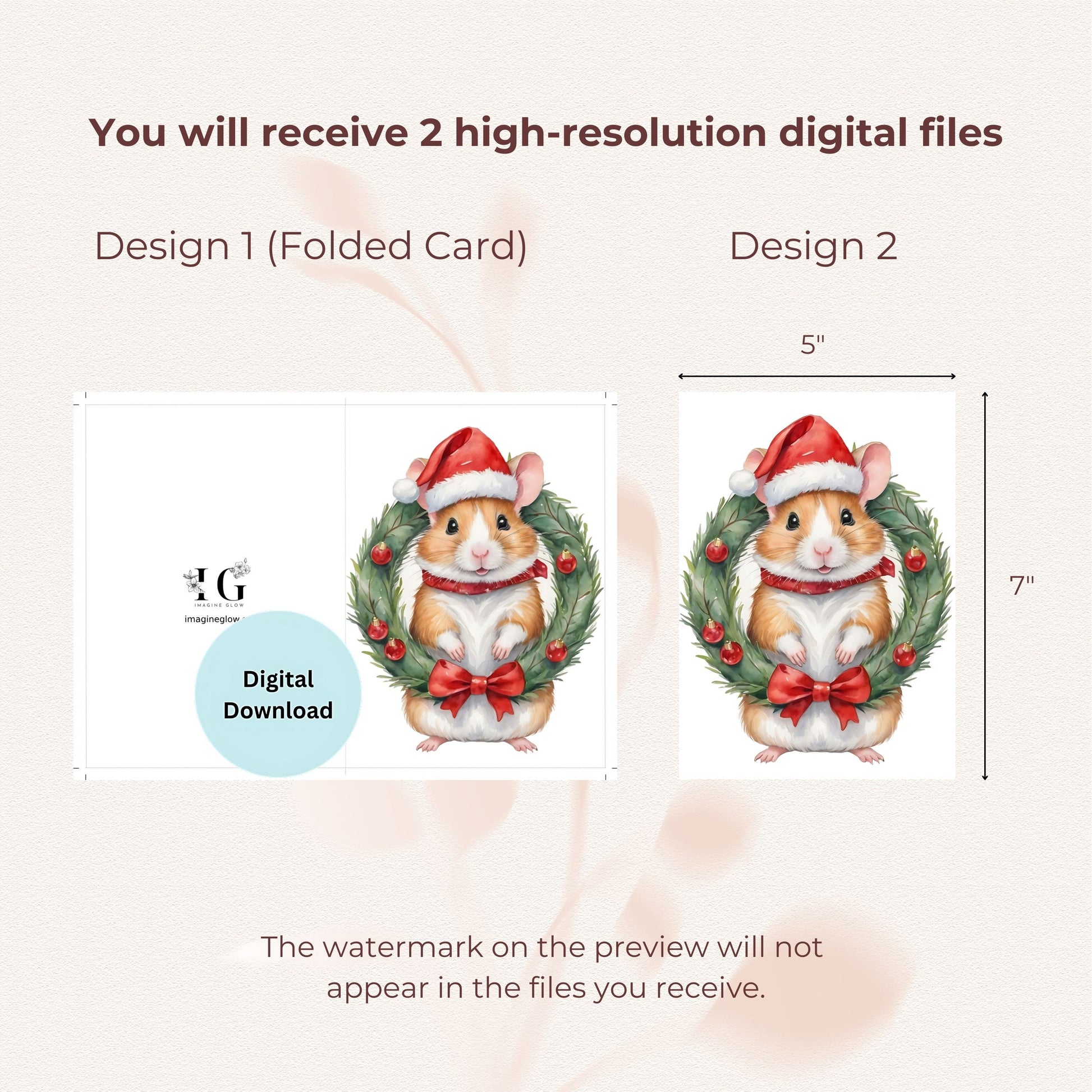 Holiday pet card set with charming hamsters, ideal for festive celebrations.
