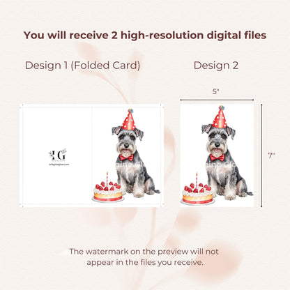 Adorable pet greeting card showcasing a Schnauzer for birthday celebrations