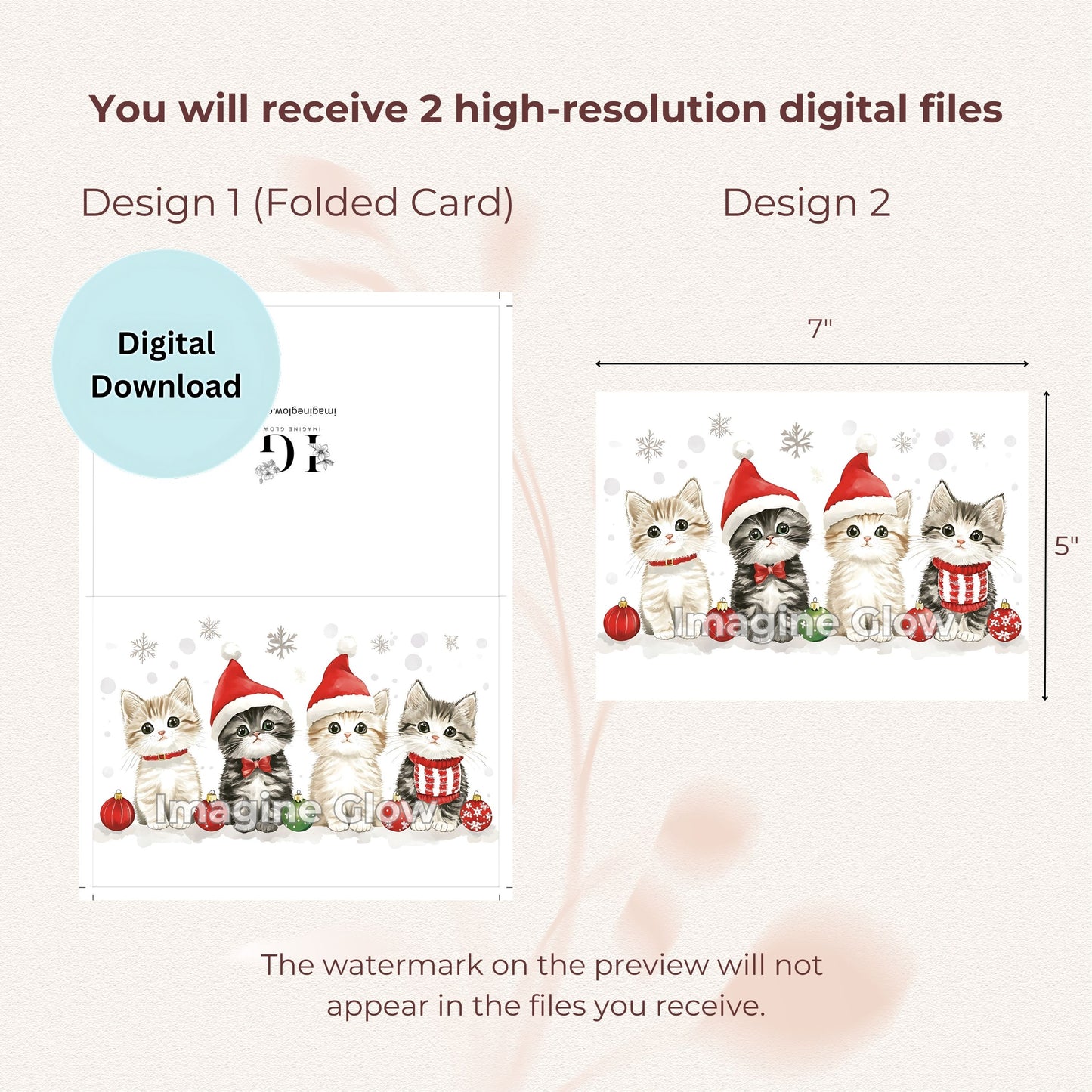 Printable set of 10 Cat Christmas cards with adorable pet designs.