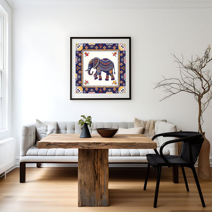 Colorful elephant art inspired by Indian cultural motifs