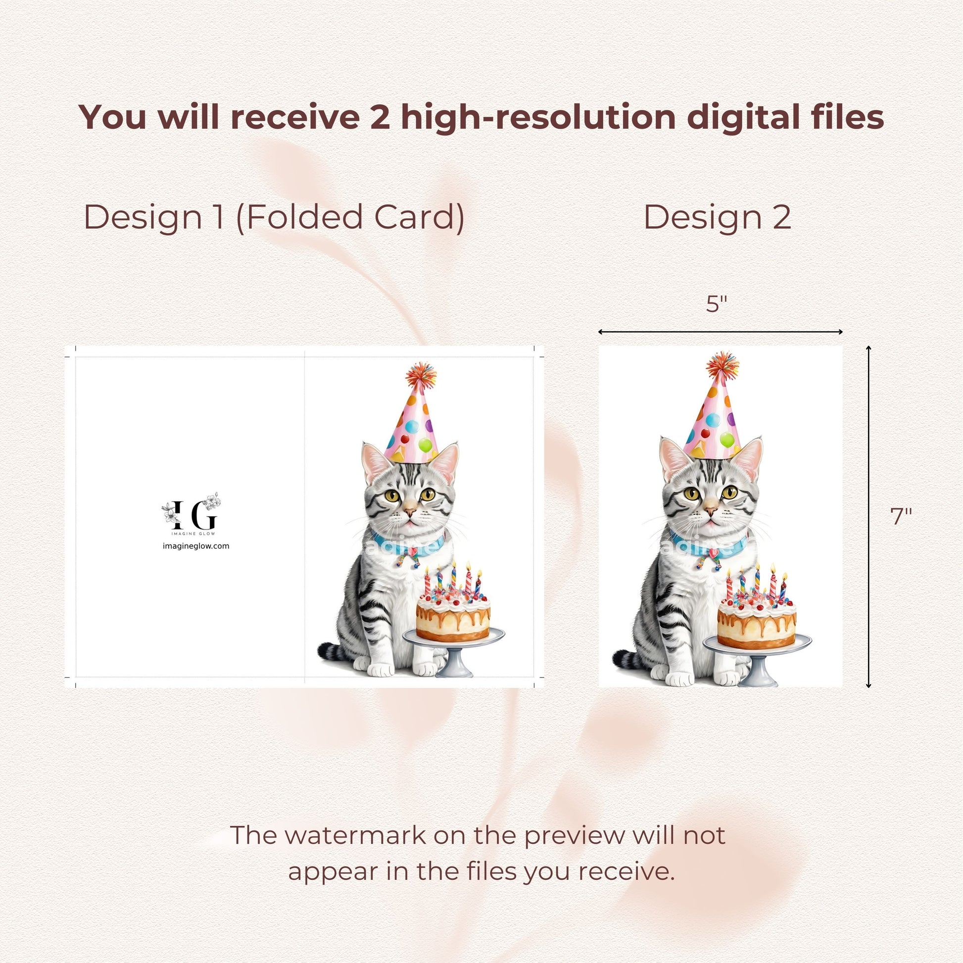 Adorable American Shorthair cat birthday card, perfect for printing.