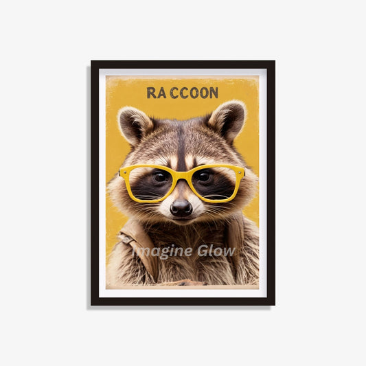 Playful raccoon glasses art to add charm to your home decor