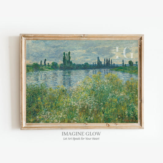 Vintage art of Banks of the Seine Vétheuil, ideal for wall decor.