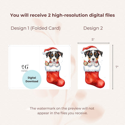 Holiday dog card set, perfect for pet lovers to share seasonal joy.
