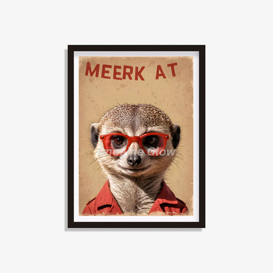 Fun meerkat glasses art print for playful home decor