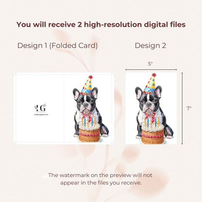 Adorable pet greeting card showcasing a French Bulldog for birthday celebrations