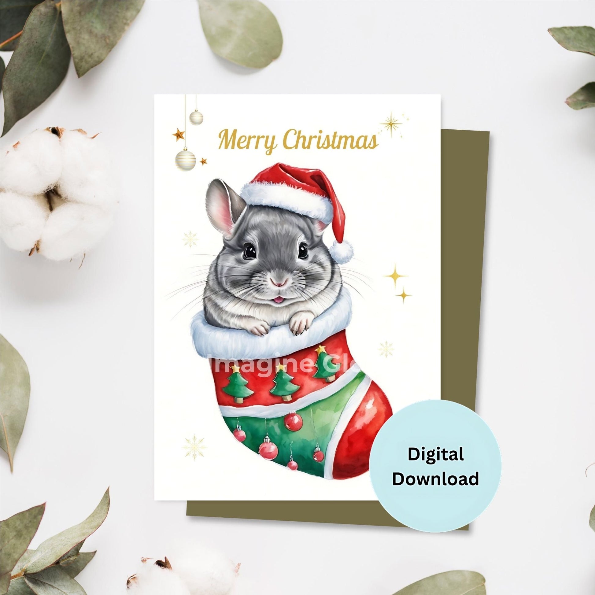 Adorable Chinchilla Holiday Card for Sending Warm Wishes - Printable Design