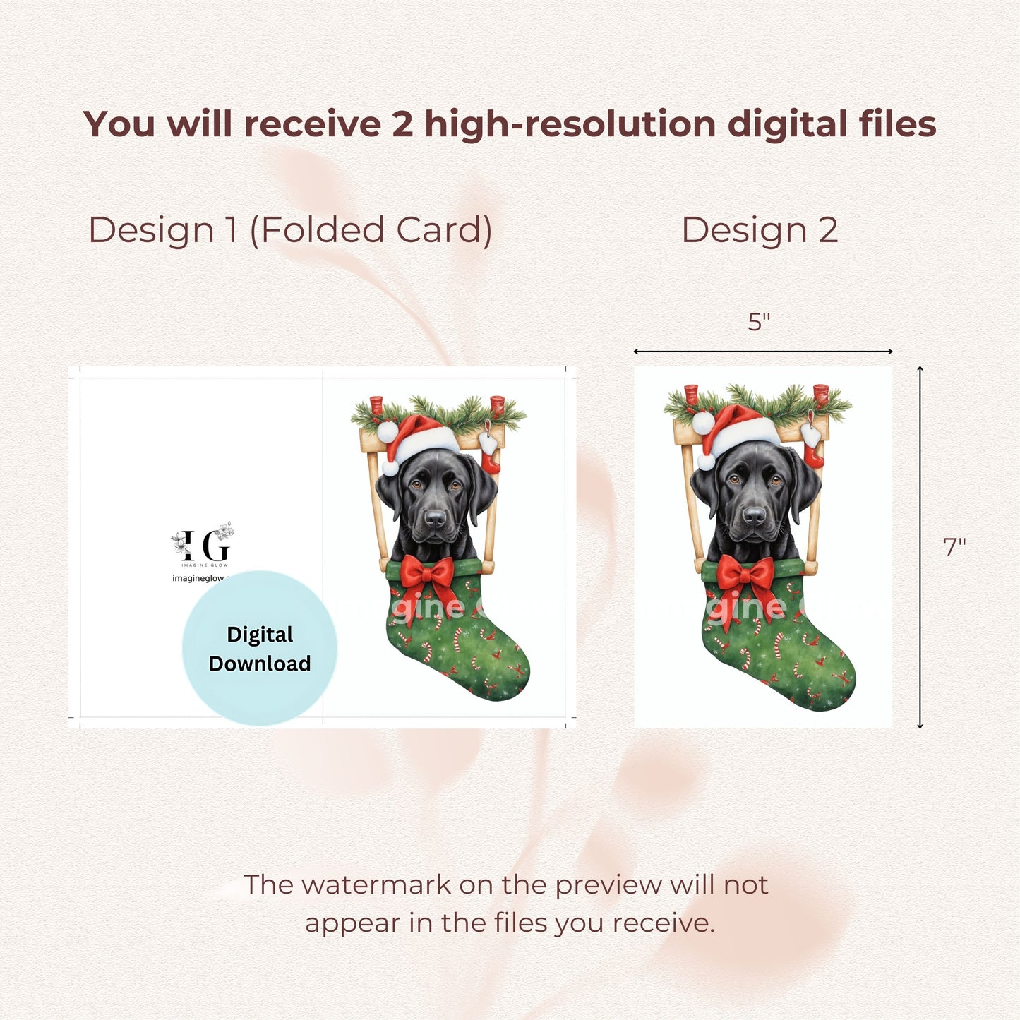 Festive Black Labrador Retriever design for holiday greetings.