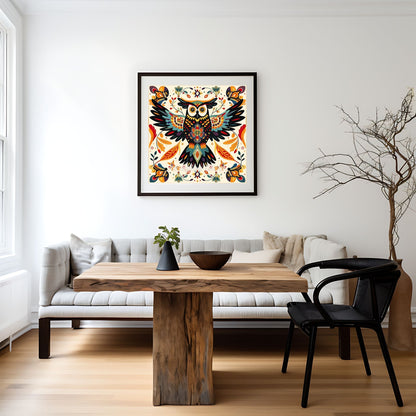 Owl print ideal for bedrooms, offices, or creative areas