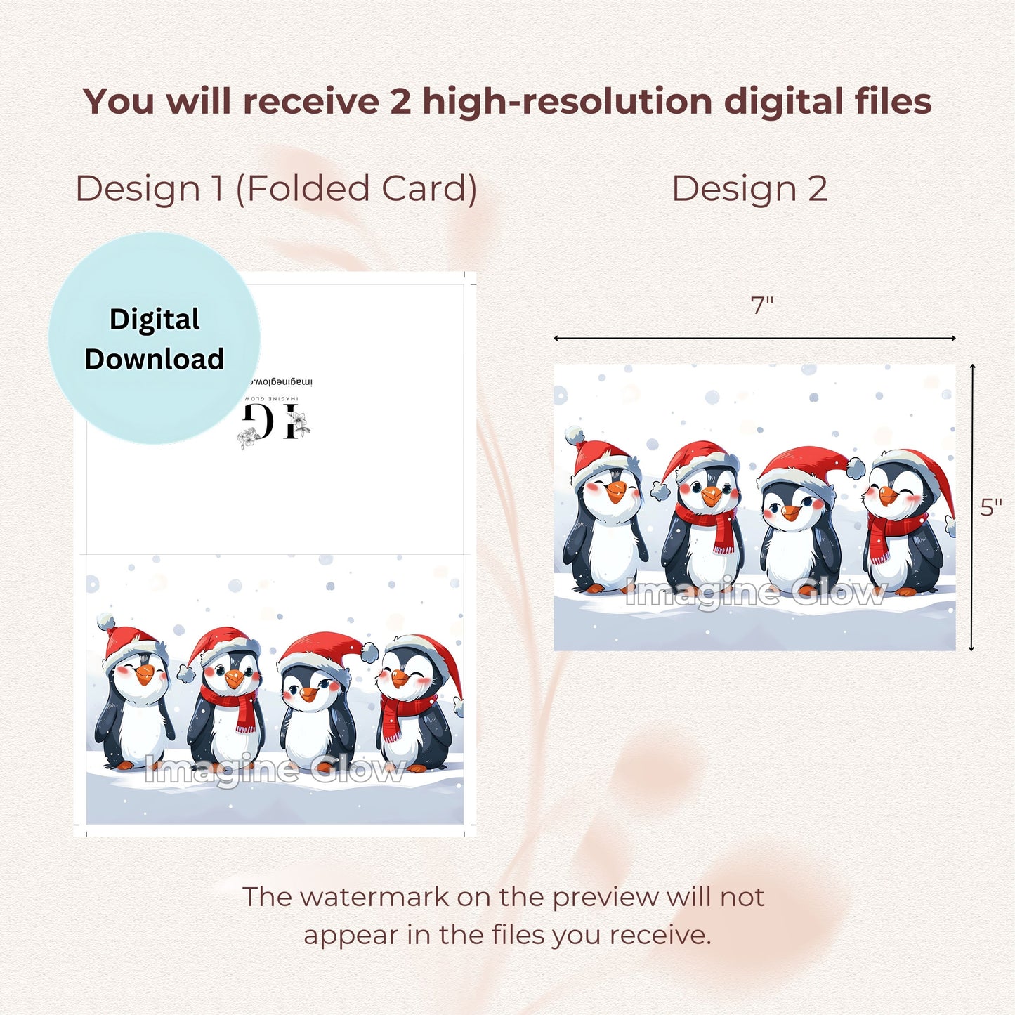 Penguin Christmas Card - Festive Holiday Card