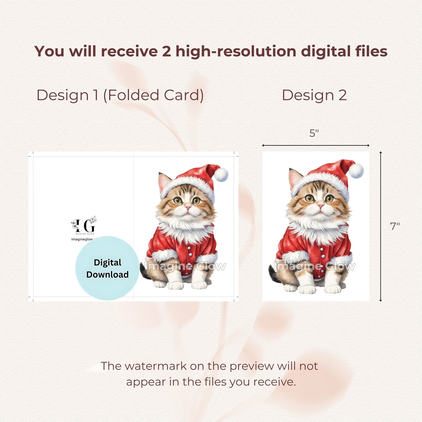 Cat lovers’ Christmas card set with pets in costume A, ideal for holiday greetings.