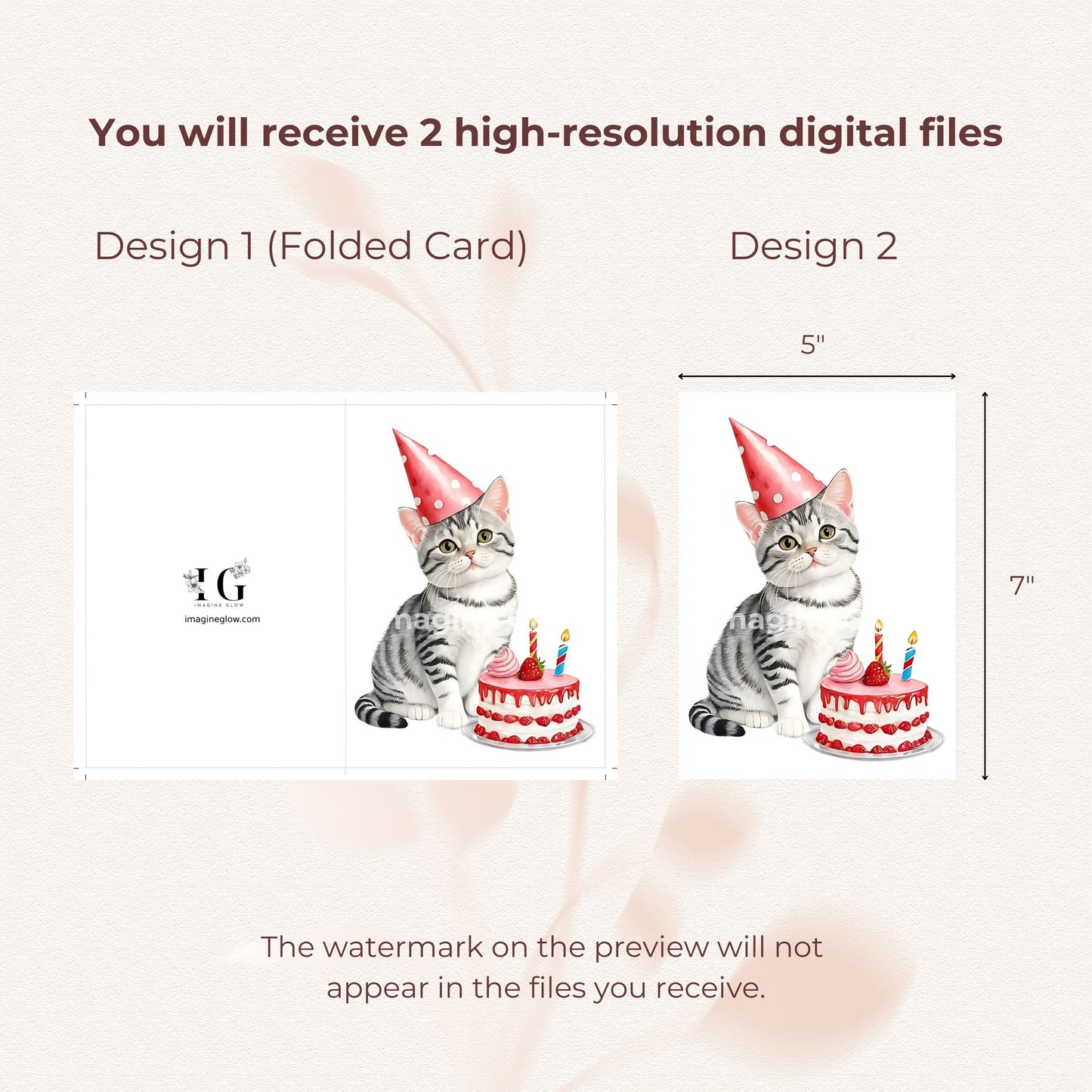 Adorable printable birthday card featuring an American Shorthair cat.