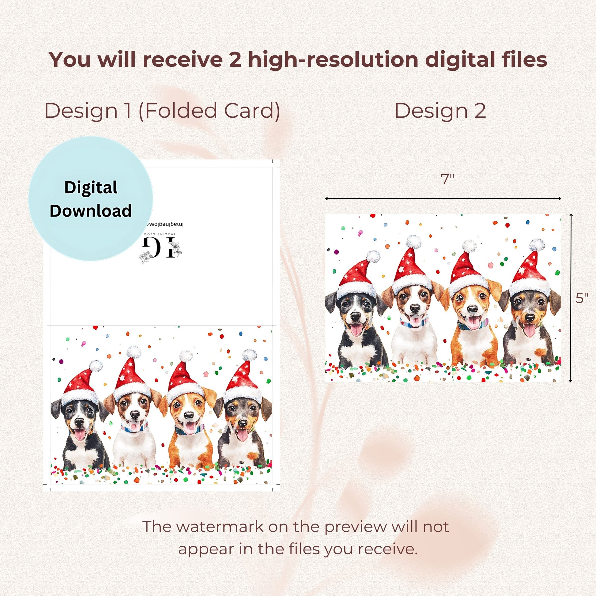 Cute dog-themed holiday greeting card featuring Jack Russell Terriers