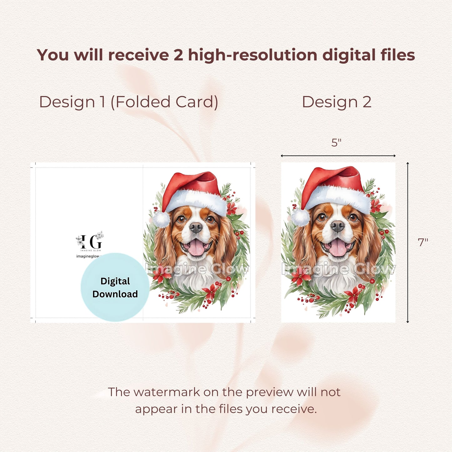 Cavalier King Charles Spaniel Christmas Card – Printable Dog Greeting Card