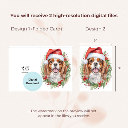 Cavalier King Charles Spaniel Christmas Card – Printable Dog Greeting Card