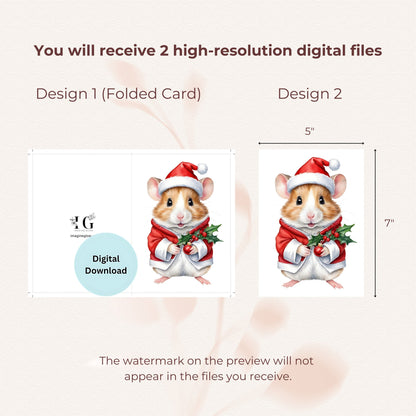 Holiday pet card set with charming hamsters, ideal for festive celebrations.
