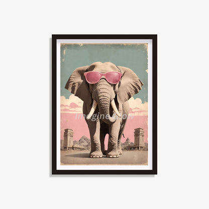 Fun elephant wearing glasses art print for animal lovers