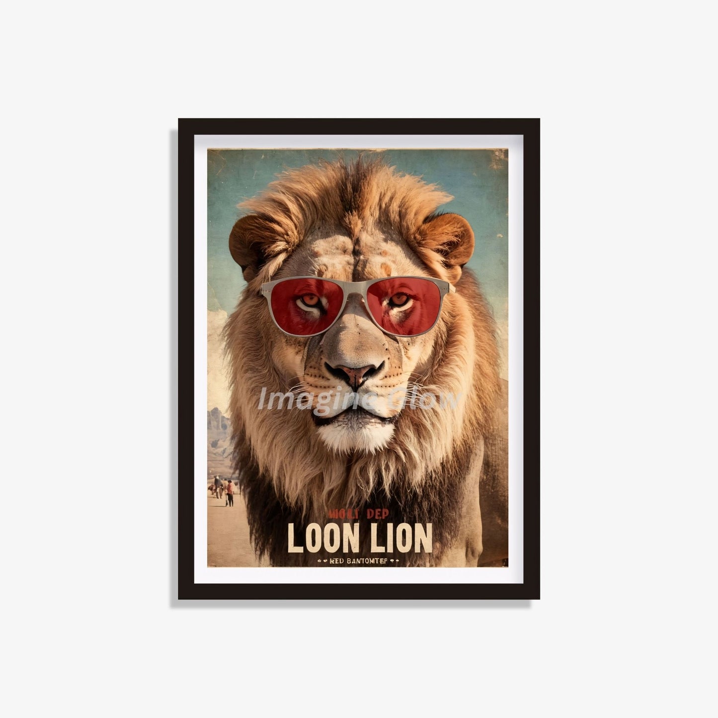 Stylish lion with glasses art print for playful home decor