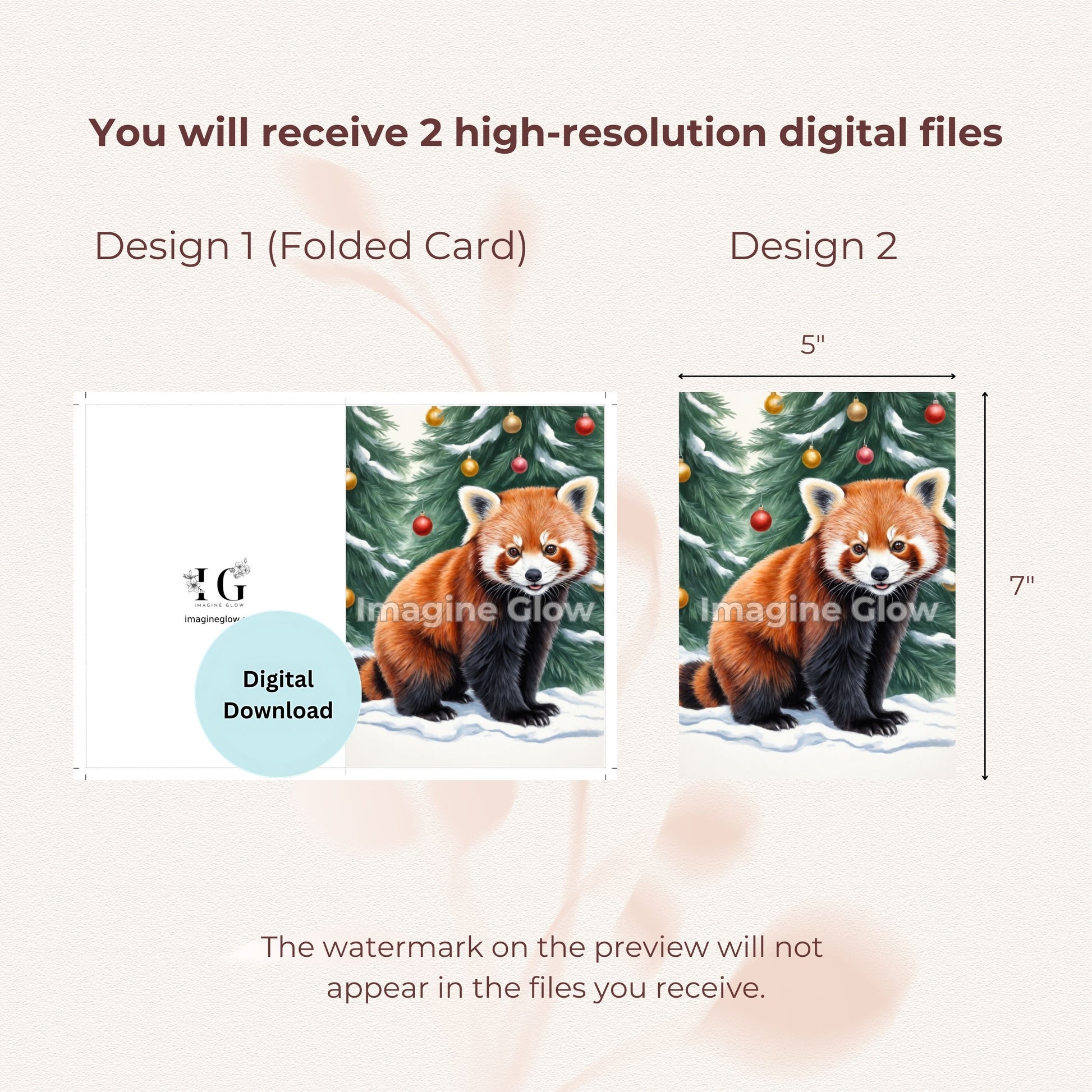 Unique Christmas Red Panda card, perfect for spreading warmth and joy during the holidays.