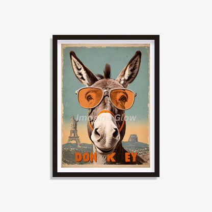 Quirky donkey glasses art print to add charm to your space